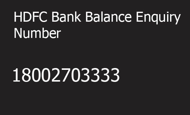 Hdfc bank balance check number