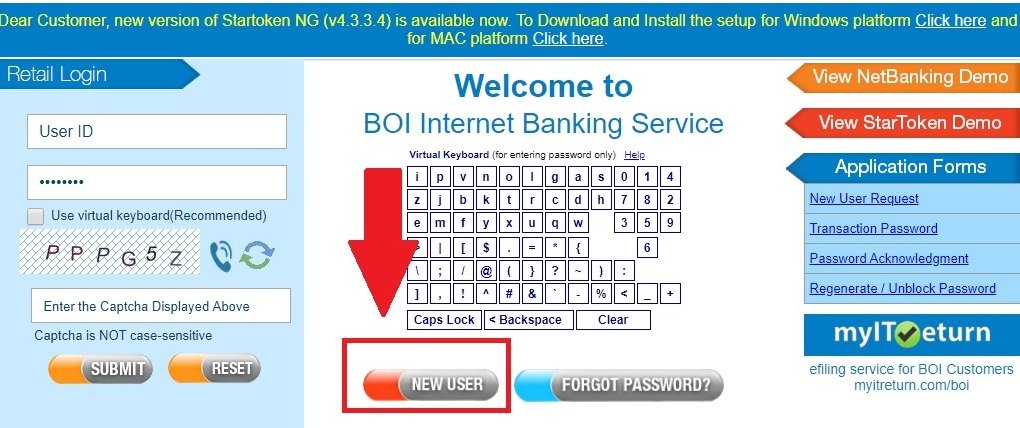 boi net banking online registration