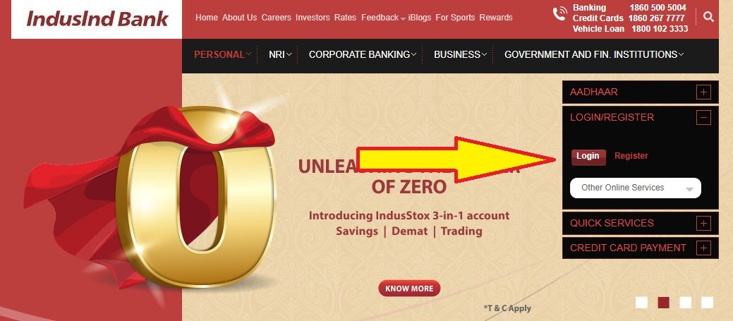 indusind net banking login