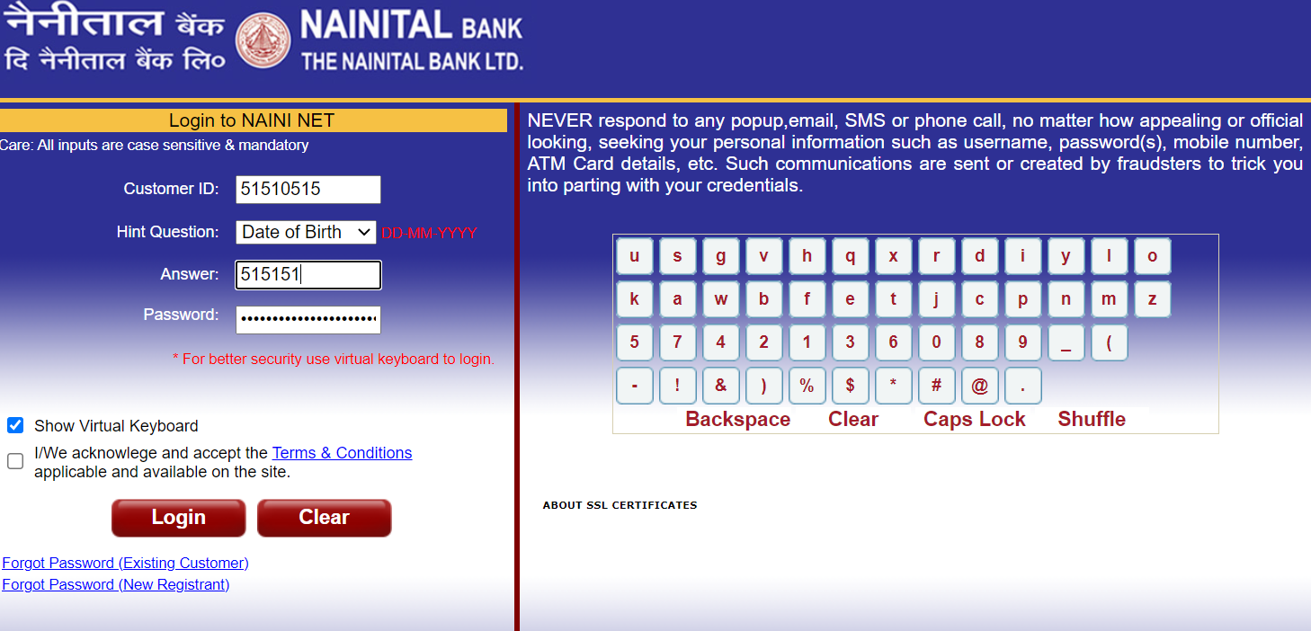 Nainital Bank net banking